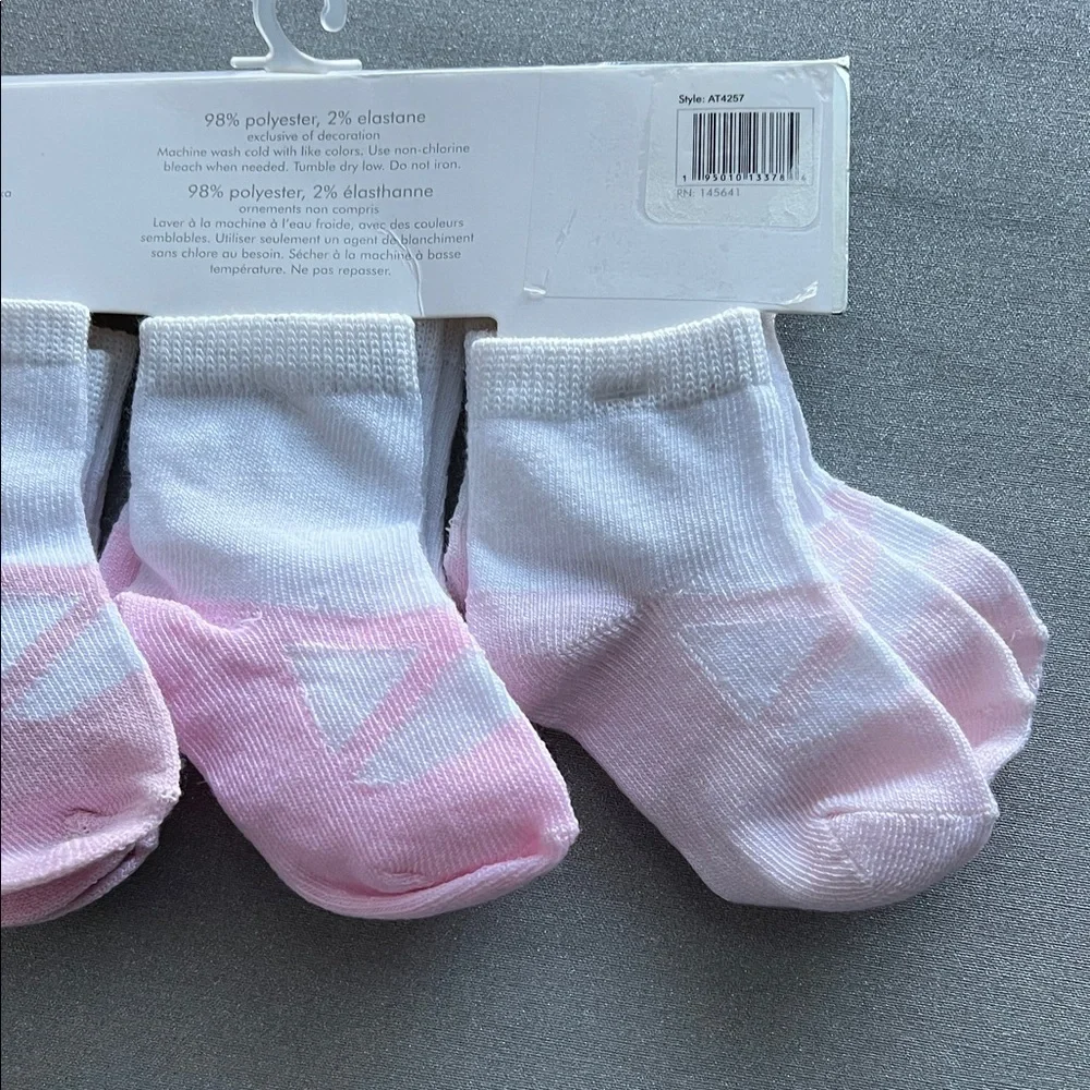 Badgley Mischka Ballet White Light Pink Infant Socks - 6 Pack NWT Size 6-12M